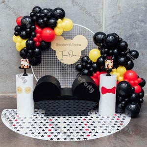 11 FT Decorazioni di compleanno a tema Topolino Palloncino ad arco Kit ghirlanda Buon compleanno Bambini Palloncini neri rossi gialli Forniture per baby shower