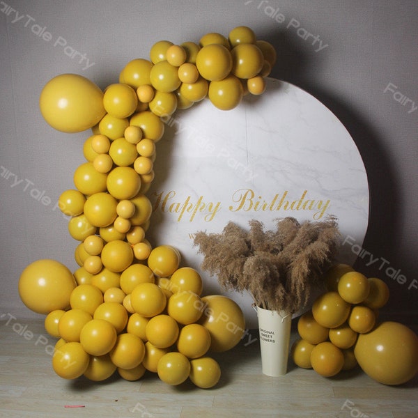 134pcs Double Ginger Mustard Yellow Latex Balloons Garland Kit Yellow Balloon Arch Globos Wedding Birthday Baby Shower Party Decor Supplies