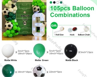 Football Balloon Arch Kit Boys, Green Balloon Arch Kit With Football Trophy Balloons Dark Green Black White Latex Balloons Metallic Silver Decorations - View #3