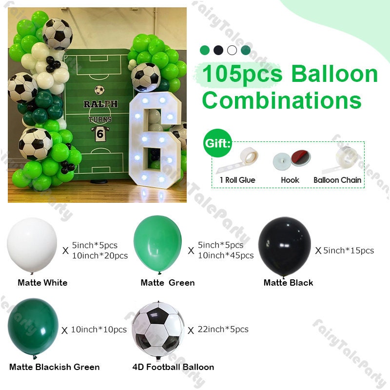 Decorazioni per il 7° compleanno di calcio, 79 pezzi, kit di palloncini verdi per compleanno, decorazione per feste di compleanno, con palloncino in lamina di calcio, per ragazzi e bambini, accessori