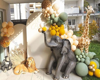 98 piezas Jungle Safari globos temáticos Kit de guirnalda verde amarillo Animal salvaje un globo arco niños Baby Shower fiesta de cumpleaños género revelar decoración