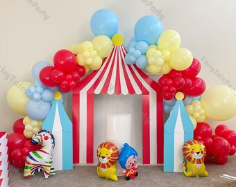 129 stücke Zirkus Luftballons Girlande 4D Clown Zebra Löwe Folienballon Bogen Kinder 1.2
