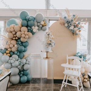 Kit ghirlanda di palloncini neutri rustici da 127 pezzi, palloncini blu ardesia, albicocca, grigio talpa, arco boho, decorazioni per feste di compleanno, baby shower, matrimonio