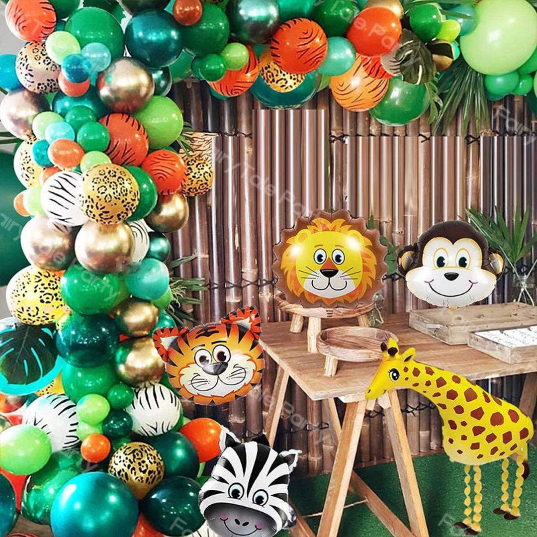 5 Ballons Confettis Jungle Feuilles Palmiers - Les Bambetises