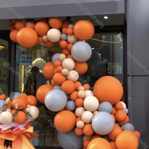 150pcs Double Orange Cream Peach Grey Latex Balloon Garland Arch Kit Matte Balloons Globos Birthday Wedding Baby Shower Party Decorations