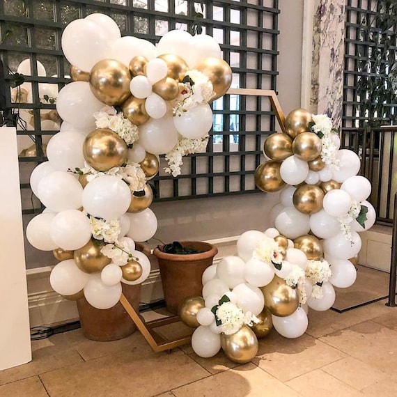 DIY 113pcs Macaroon White Balloons Garland Gold Chrome Balloon | Etsy