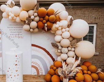 Terracotta Balloons Arch Country Wedding Decoration Orange Cream Peach Balloon Garland Bride To Be Anniversary Birthday Party Decor Supplies