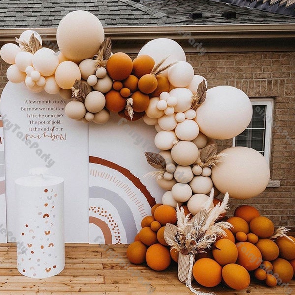 Globos de terracota Arco País Decoración de la boda Naranja Crema Melocotón Globo Guirnalda Novia para ser Aniversario Fiesta de cumpleaños Decoración Suministros