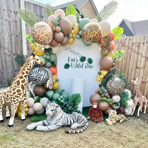 120 pezzi Safari Compleanno Palloncini Ghirlanda Set Giungla Arco di palloncini 4D Stampa animale Foil Ballon Bambini Baby Shower Genere Rivela Compleanno Decor