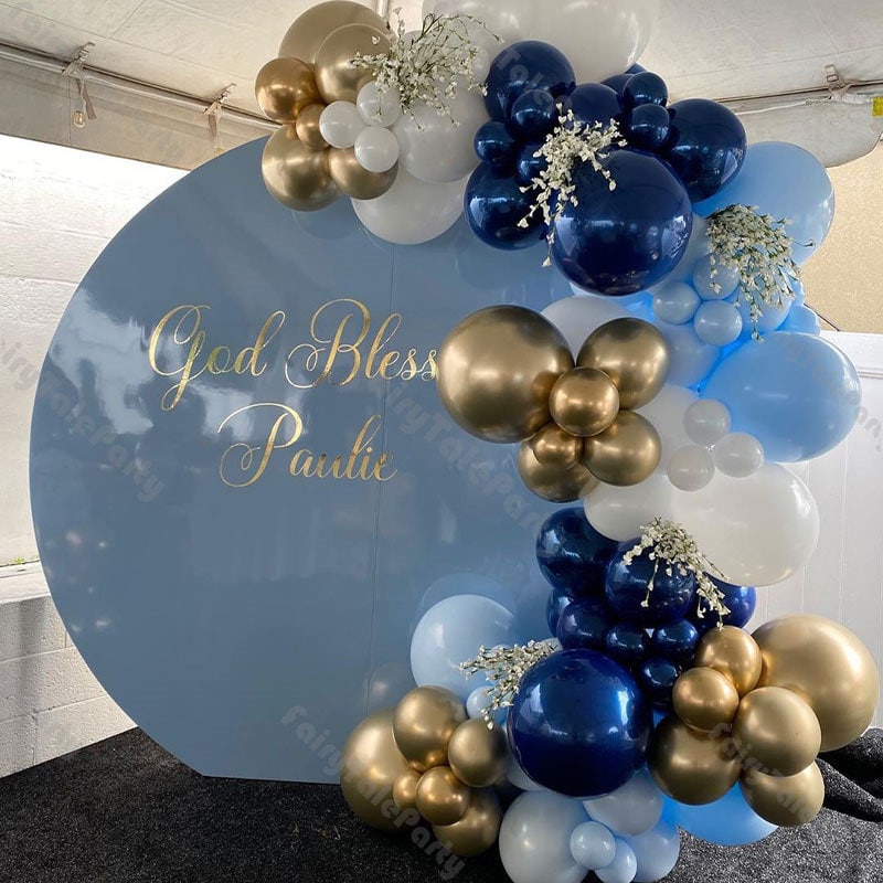 Arche Ballon Bleu, Ballons Anniversaire Bleu Marine Pastel et Blanc Argenté  Confettis en Latex, Guirlande Décoration Ballon Ann A282