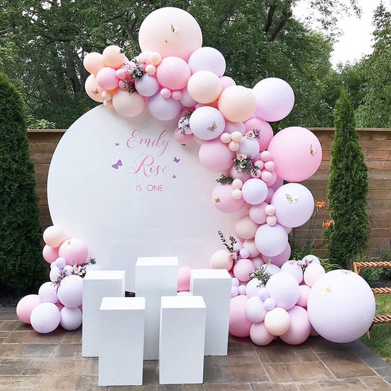 113pcs Pastel Macaroon Pink Purple Balloons Garland Kit Gream Peach Balloon  Arch for Baby Shower Birthday Bridal Shower Wedding Decorations 