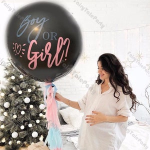 Palloncini da 36 pollici per rivelare il sesso del bambino con decorazioni di coriandoli per bambini o bambine, forniture per feste di 1° compleanno, baby shower, battesimo