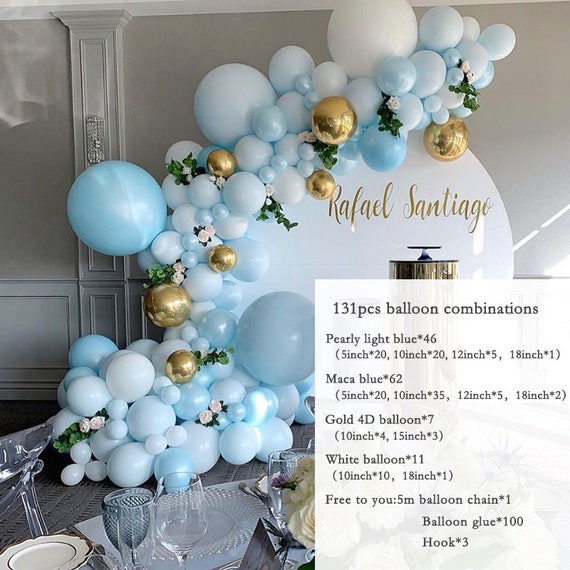 131pcs Pearly Light Balloons Garland Kit White Maca Blue Balloon Arch 4D  Gold Globos for Birthday Wedding Baby Shower Party Decorations 