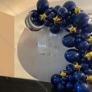 90pcs Matte Navy Blue Galaxy Themed Party Balloon Garland Kit Moon Star Foil Balloons Arch Kids Baby Shower Astronaut Birthday Decorations