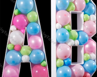 1M Balloon Box Letter Mosaic Frame A-Z Stand Balloon Filling Box Baby Shower Giant Birthday Number Decor Adult Anniversary One Love Letter