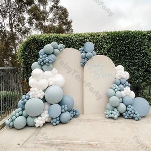 Kit ghirlanda di palloncini in lattice da 160 pezzi, blu fumo e bianco opaco, per feste di compleanno o baby shower per bambini.