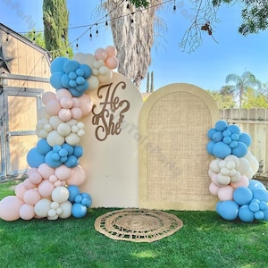 142 stuks mat lichtblauwe en schemerroze ballonslinger boogset | Jongens of meisjes Gender Reveal Party achtergronddecoratie | Babyshower