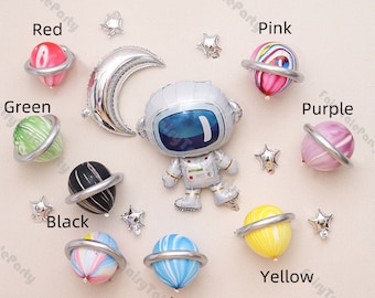 12inch 3/7pcs Outer Space Planetary Balloon Baby Shower Boy Birthday Galaxy Themed Party Astronaut Spacecraft Balloons Decorations Supplies