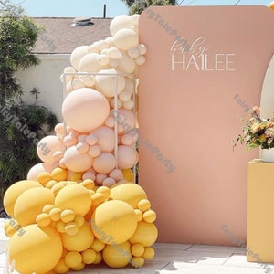 Kit ghirlanda e arco di palloncini rosa cipria da 123 pezzi, decorazione beige per matrimonio, matrimonio al limone, baby shower, festa di compleanno, anniversario, forniture