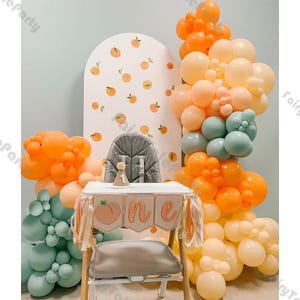 150 stks Gender Reveal Feestartikelen Here Come The Son Thema Feestballonnen Crème Perzik & Matoranje Ballon Set voor Baby&#39;s Eerste Verjaardag