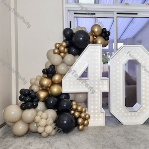 102pcs Matte Black White Balloons Ghirlanda Kit 40th Birthday Party Decoration Metallo Oro Palloncino Arco Anniversario Baby Shower Sposa Forniture