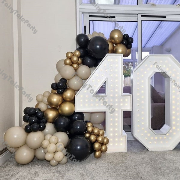 102pcs Matte Black White Balloons Garland Kit 40th Birthday Party Decoration Metal Gold Balloon Arch Anniversary Baby Shower Bride Supplies