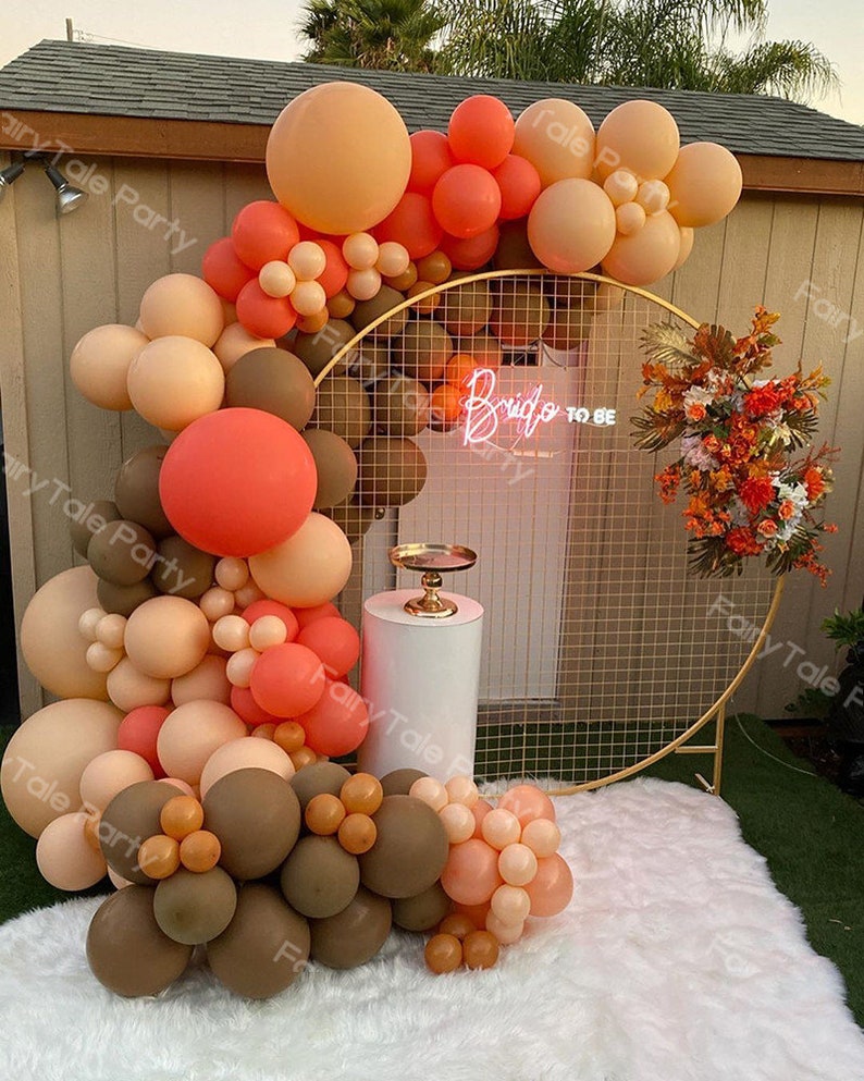 Cream Peach Coffee Balloons Garland 159pcs Coral Red Rose Etsy