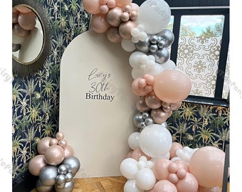 112pcs Dusk Pink Metal Gold Silver Balloons Garland Set Rustic Wedding Balloon Arch Baby Shower Baptism Birthday Party Decorations Supplies