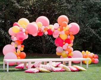 153pcs Boho Natural Color Scheme Balloons Garland Arch Pink Lemon Balloon Kit Coral Globos Birthday Wedding Party Decoration Supplies