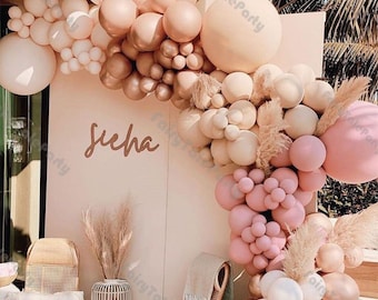 DIY Doubled Cream Peach Apricot Balloons Garland Retro Pink Balloon Rose Gold Globos Birthday Wedding Baby Shower Party Decorations Supplies