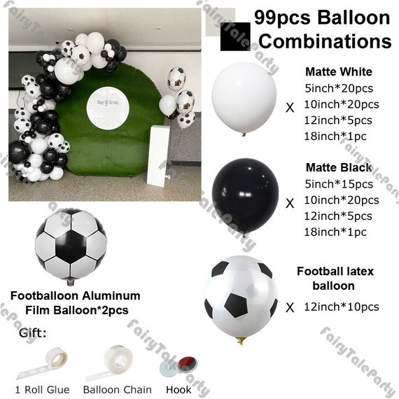 35 globos de pelota de fútbol, globos de látex de cumpleaños de fútbol  negro y blanco para niños, suministros de decoración de fiesta de fútbol  para