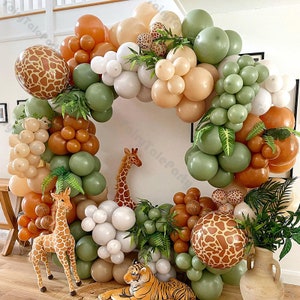 Kit ghirlanda di palloncini fai da te Jungle Safari da 189 pezzi Wild One Sage Green Cocoa Tiger 4D Deer Balloons Arch Kit decorazioni per compleanno Baby Shower Backdrop