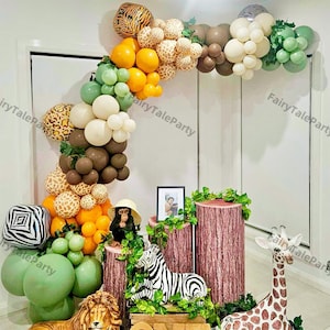 116pcs Jungle Balloon Arch Set Safari Animal 4D Print Balloons Garland Baby Shower Gender Reveal Birthday Party Baptism Wild One Decorations