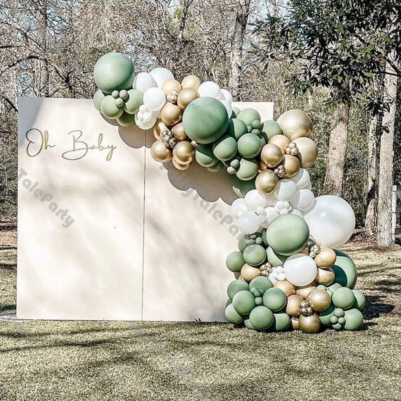 Kit d'arche de guirlande de ballon vert, or blanc vert et arche de ballon  chromé vert, fournitures de décoration de fête pour mariage douche  d'anniversaire bébé