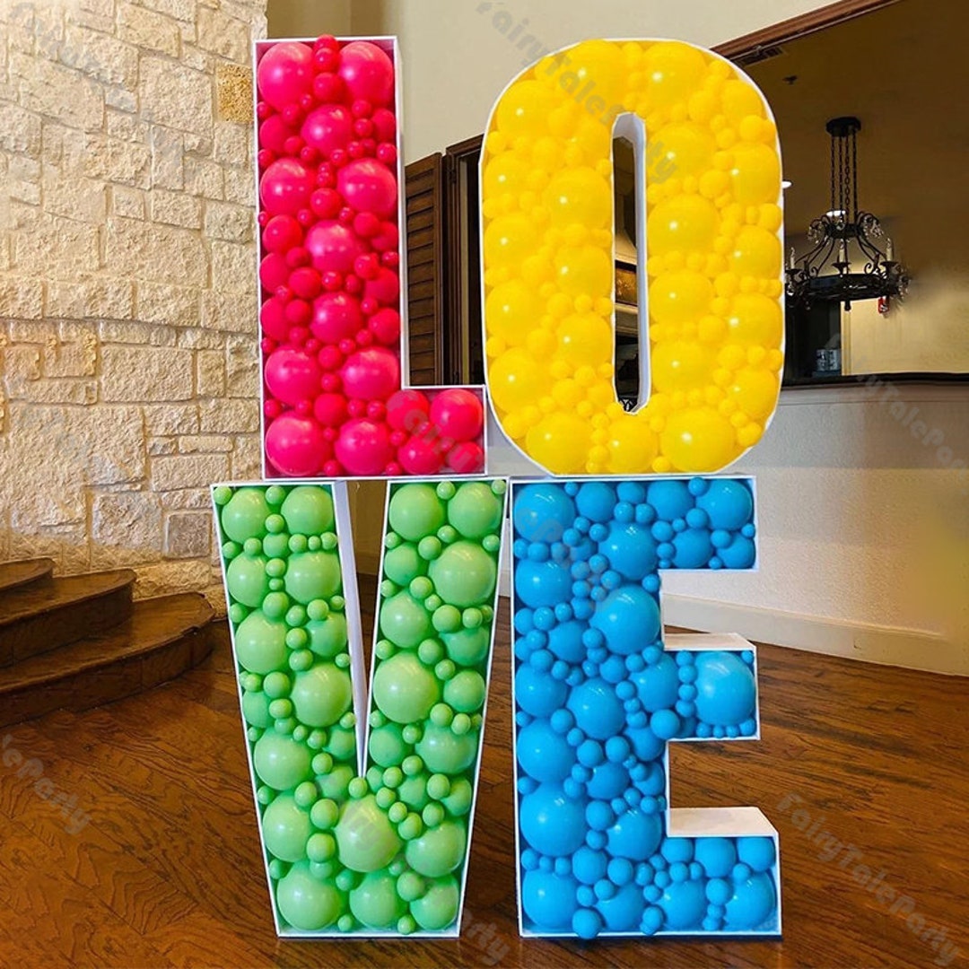 29/39/47inch PRE-CUT Letter Mosaic Frame Balloon Filling Box Letter ...