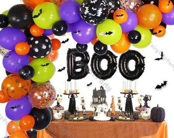 90pcs Birthday Balloon Halloween Bat-Themed Party Decorations Colorful Latex Balloon Set Kit Kids' Candy Party Supplies