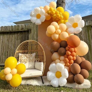 101pcs Retro Caramel e Cacao Palloncino Garland Kit Opaco Limone Margherita Fiore Palloncino Arco Baby Shower Compleanno Boho Due Groovy Palloncino Decoro