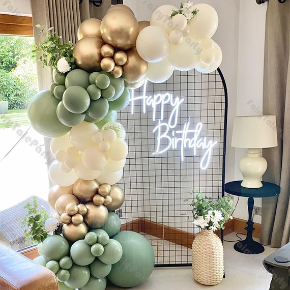 Buy PartyWoo 140 Pcs Olive Green Balloon Arch Kit, Sage Green Balloon Garland Kit With Cream White Metallic Gold Retro Green Balloons And Arch Kit For
