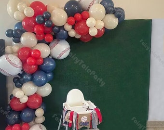 105pcs Baseball Balloon Garland Kit Matte Navy Blue Red Natural Sand White Beige Balloon Arch Sport Birthday Party Baby Shower Baptism Decor