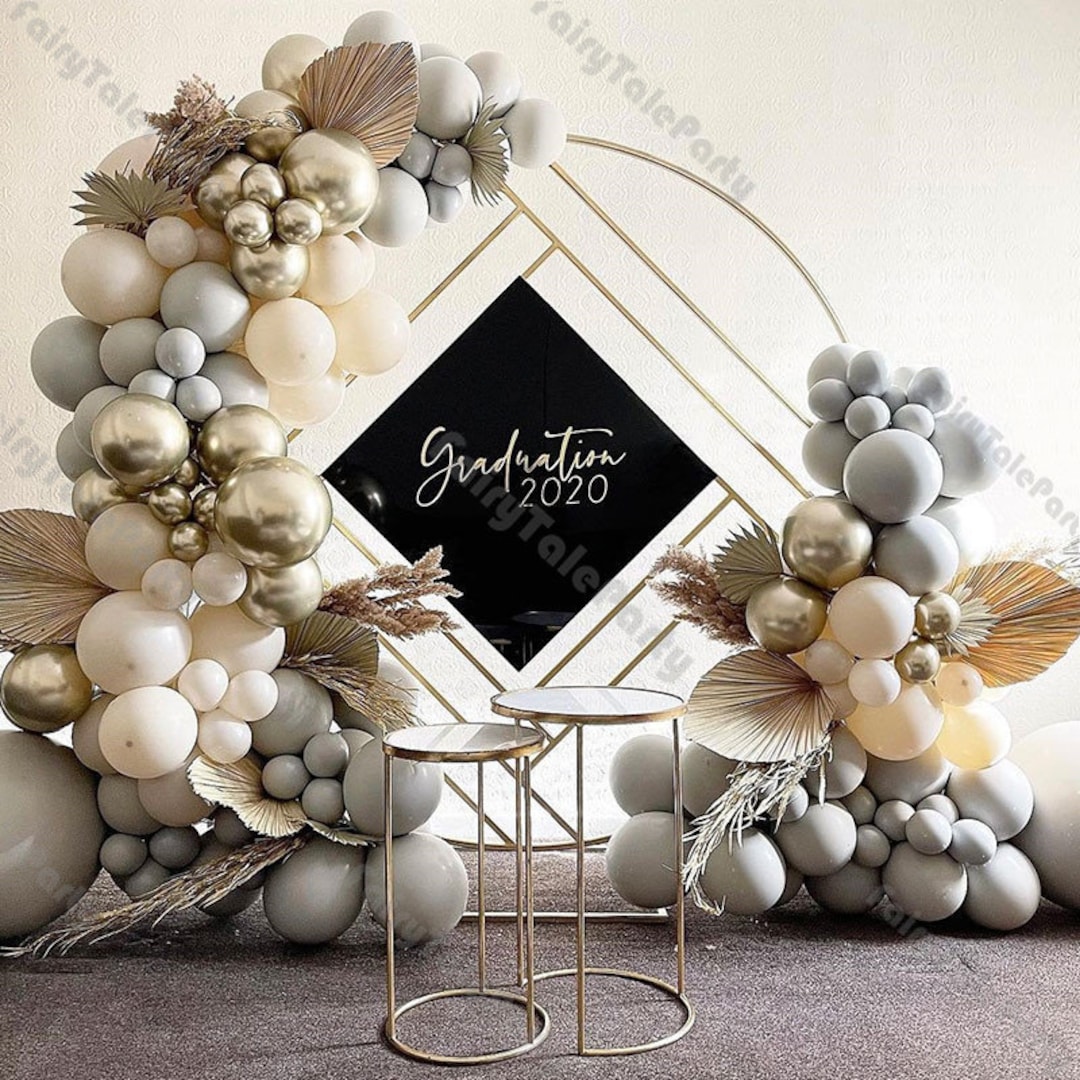 128pcs White Sand Balloon Arch Garland Kit Double Light Grey Gold ...
