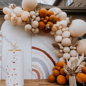 6-17ft Doubled Orange Cream Peach and Apricot Balloons Garland Kit Baby Shower Wedding Blush Balloon Arch Anniversary Party Decor Supplies