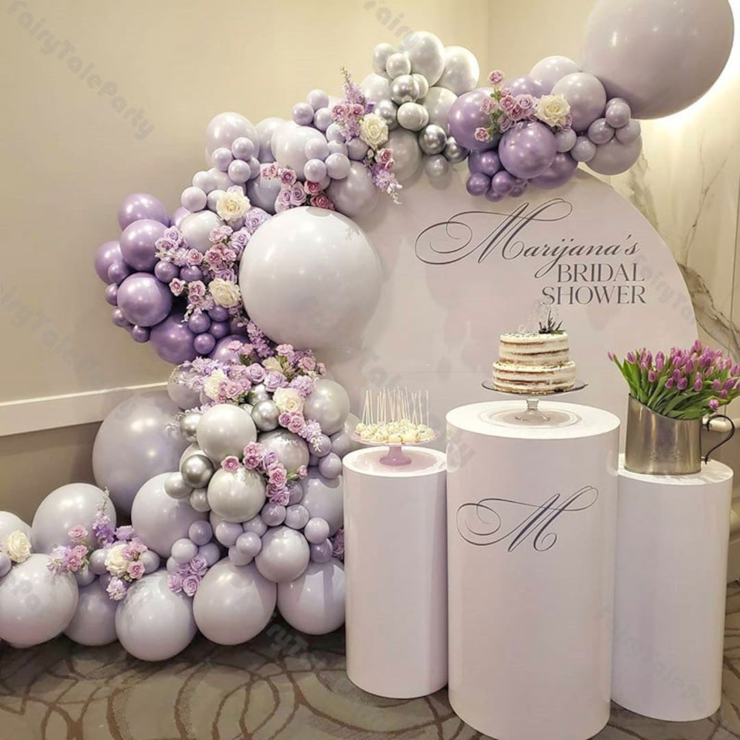 163pcs Doubled Purple Balloons Garland Arch Happy Birthday Party