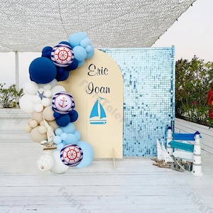 101 stks Jongen Verjaardag Decoratie Ballonnen Blauwe en Witte Latex Ballonnen Guirlande Boog Set Afstuderen Party Baby Douche Benodigdheden