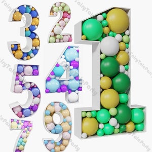 73cm Large Number Mosaic Balloon Frame DIY Balloon Number Stand 0-9 Balloon Filling Box Birthday Party Anniversary Wedding Backdrop Supplies