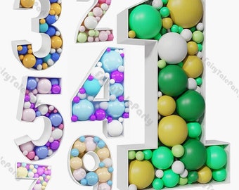 73cm Large Number Mosaic Balloon Frame DIY Balloon Number Stand 0-9 Balloon Filling Box Birthday Party Anniversary Wedding Backdrop Supplies