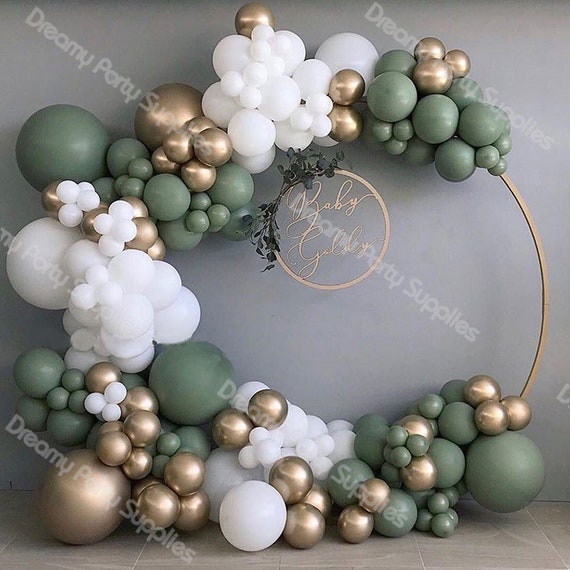 Sage and Earthy Brown Balloon Garland Kit with 95 Balloons in Pearl Wh –  Sweet Baby Company