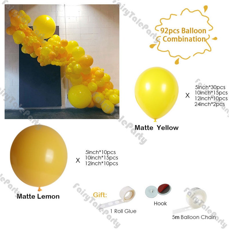 92pcs Lemon Yellow Balloons Garland Arch 4D Gold Foil Balloon Kit Ivory Balon Wedding Birthday Baby Shower Party Decorations Supplies
