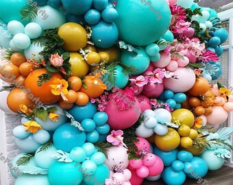 Luxurious Blue Balloon Wall Decoration Boho Birthday Balloon Garland Arch Kit Lemon Globos Hot Pink Peach Baby Shower Party Backdrops 236pc