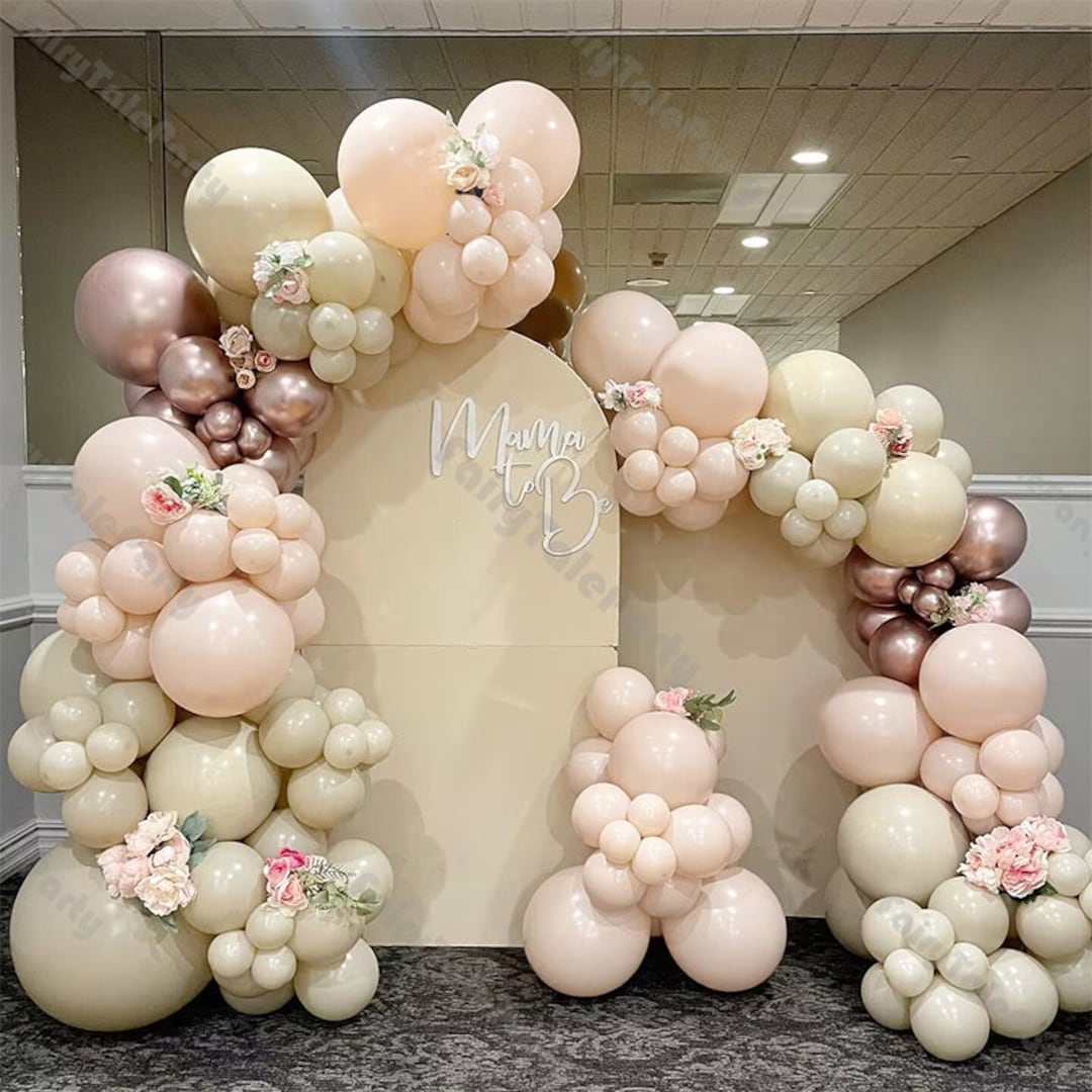 Bianco Beige palloncino ghirlanda arco K Baby Shower palloncini decorazione di nozze rustica festa di compleanno nuziale battesimo Baby Shower  15