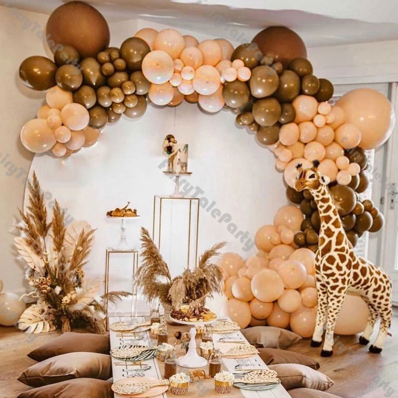 124pcs Brown Coffee Balloons Garland Arch Cream Peach Globos Etsy